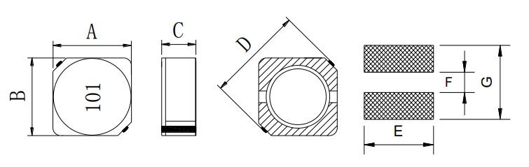 屏蔽电感2D18系列封装尺寸图