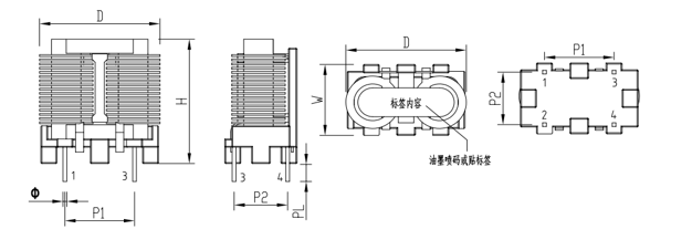 SQ1918扁平线电感封装尺寸图