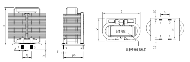 SQ3024扁平线电感封装尺寸图